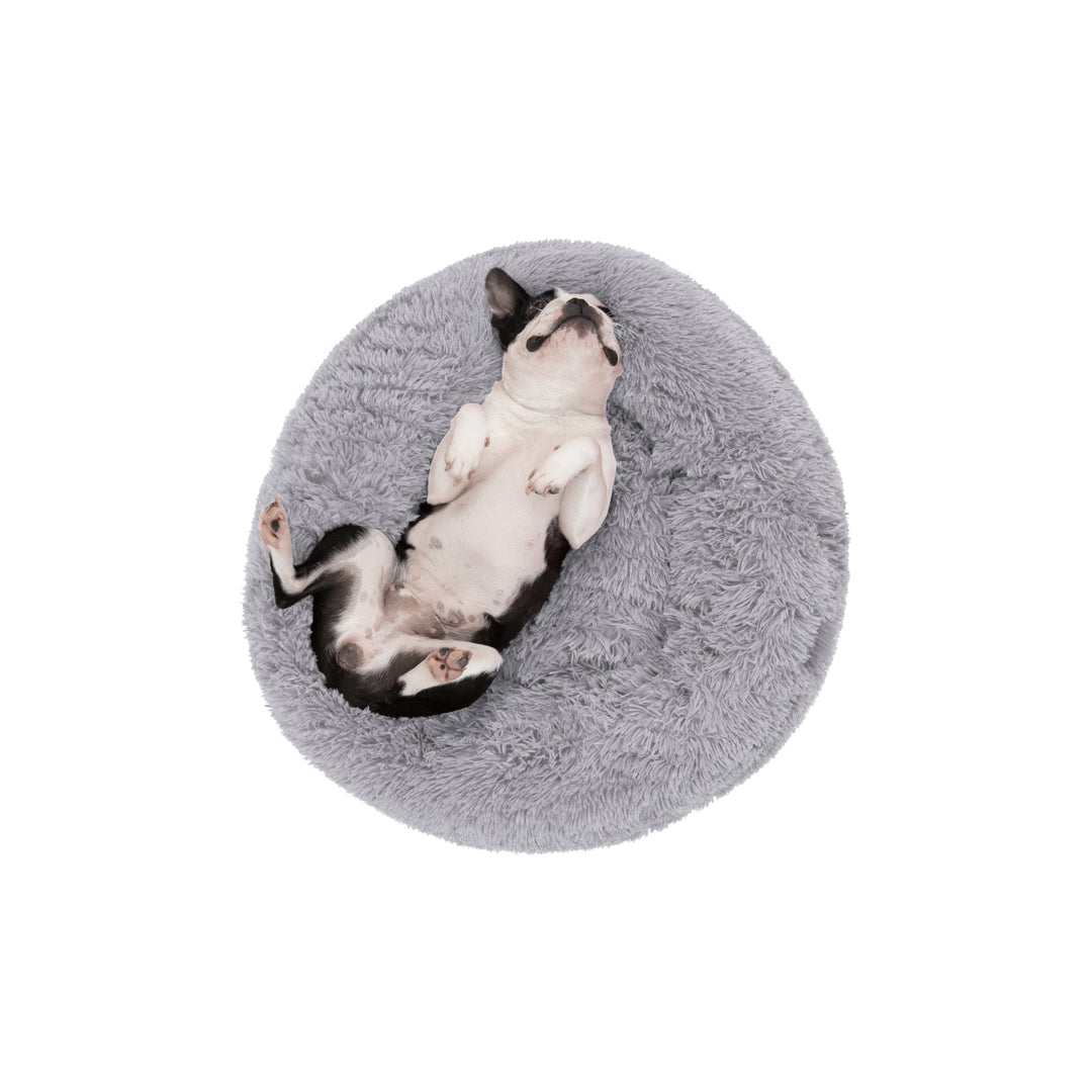 Shaggy Faux Fur Donut Calming Pet Nest Bed - Grey Charlie's Pet Products