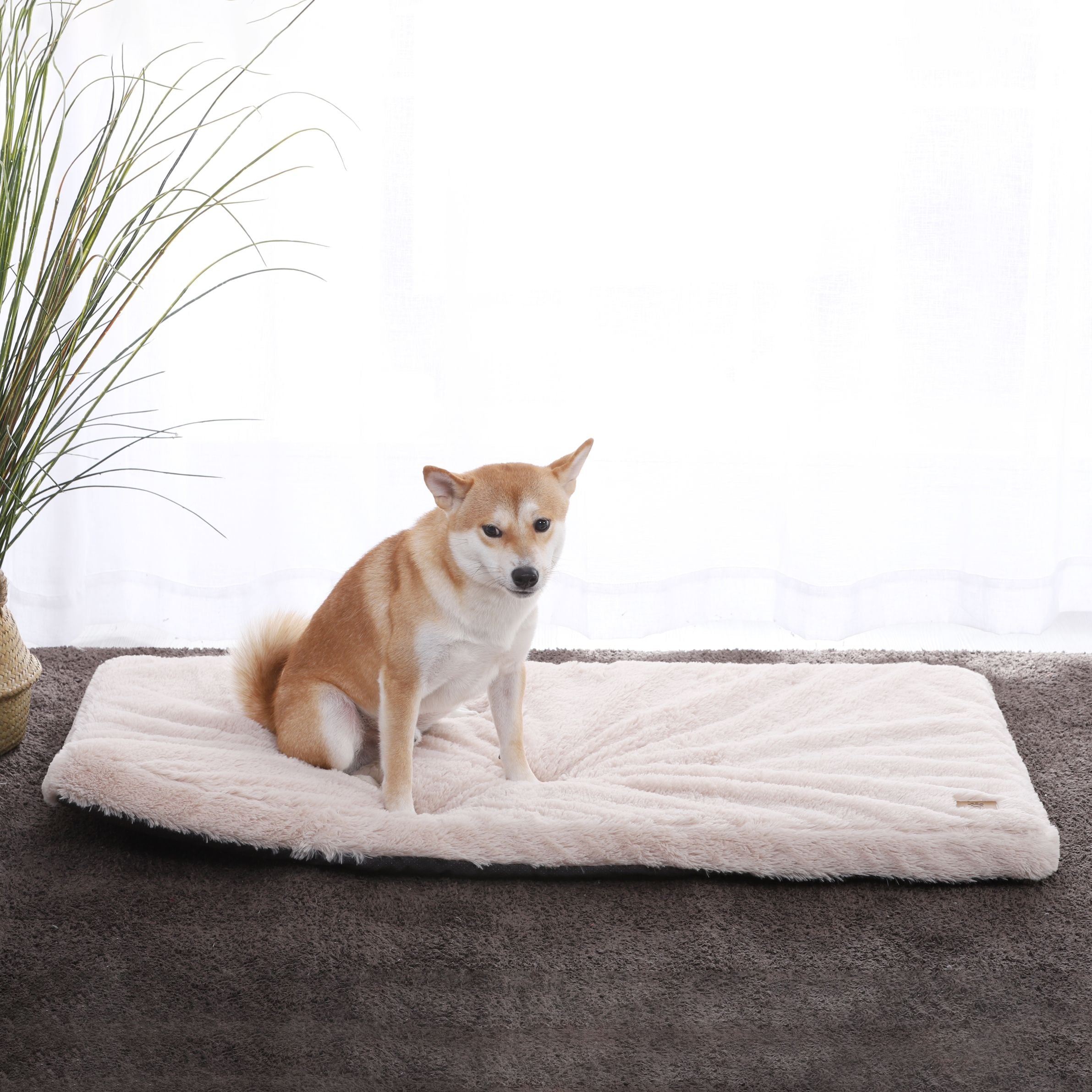 Essential Faux Fur Padded Pet Mattress and Crate Pad Beige